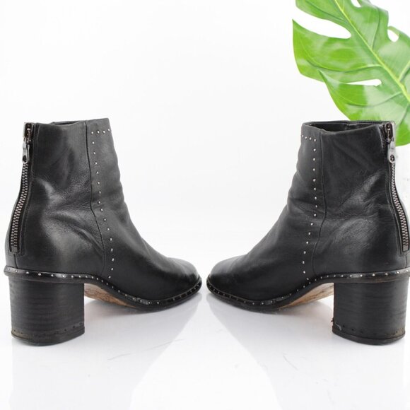 Rag Bone Womens Willow Boots Size 35 5 Black Leather Studded Block Heel Bootie - Picture 9 of 13